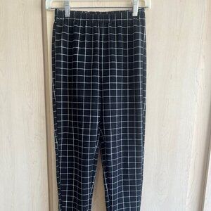Womens Shein Stretch Waist Pull‎ On Pants S Small Black & White Checked Slacks